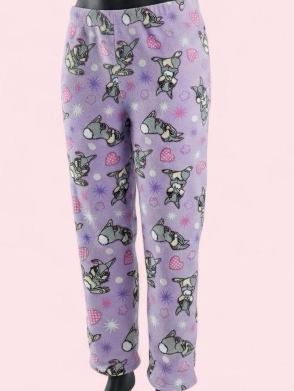 Disney Vintage 2000s Y2K Lavender Bambi Thumper Print Pajama Bottoms XL